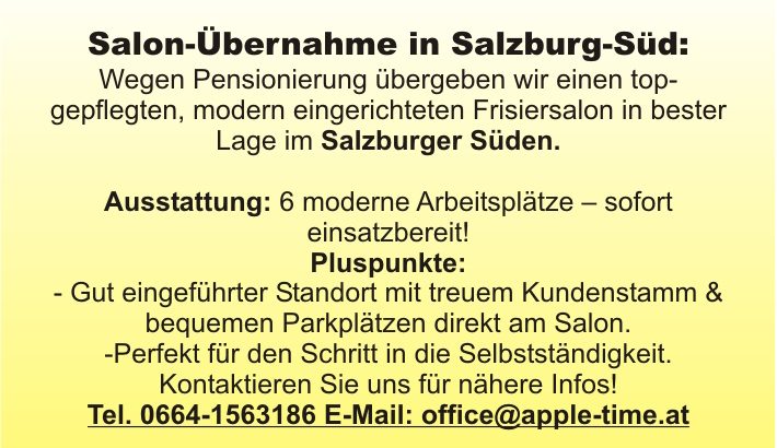 Salon-Übernahme in Salzburg-Süd